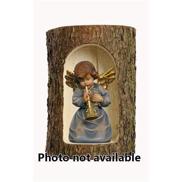 Bell angel with trumpet  in a tree trunk - 