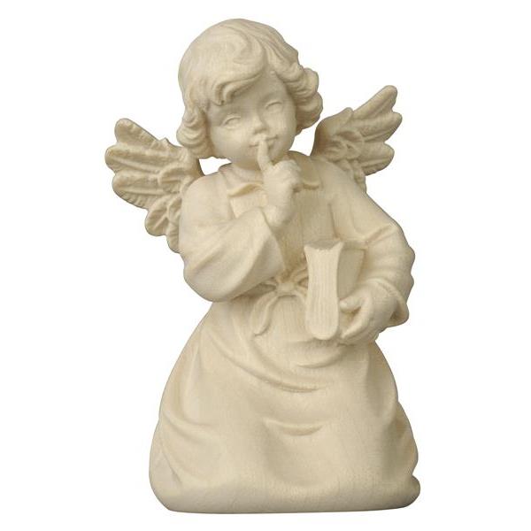 Bell angel with book - natural wood