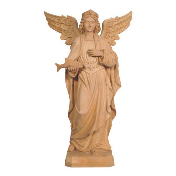 St. Raphael Archangel with fish - natural wood