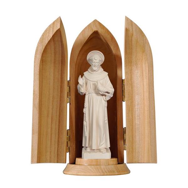 St. Francis in niche - natural wood