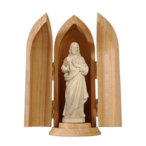 Sacred Heart of Jesus in niche - natural wood