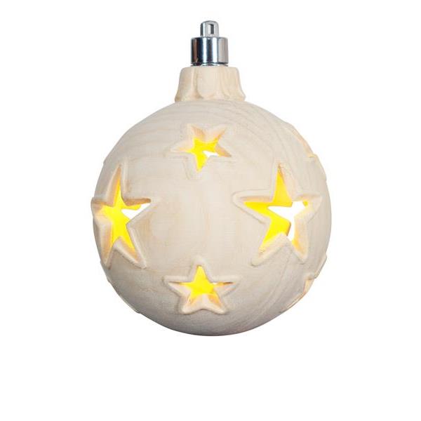 Pinewood Christmasball stars LED - natural wood