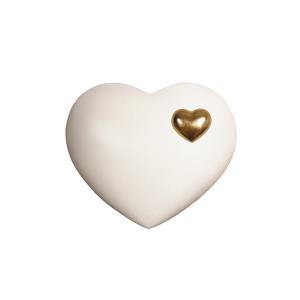 Urne Cuore Linde weiß mit cuoricino gold 