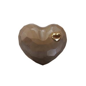 Urna Cuore picada brunita scura con cuoricino oro