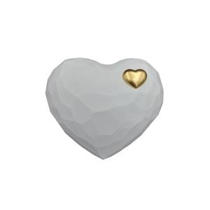 Urne Cuore gehackt weiß mit cuoricino gold