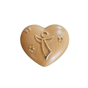 Mini Urne Cuore Kirsche mit Engel satiniert Gold