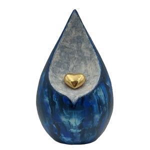 Urna Lacrima blu con cuoricino oro 24carati
