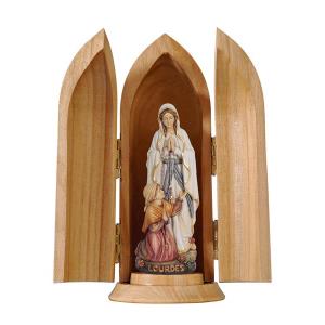 Virgen de Lourdes con Bernadette en nicho
