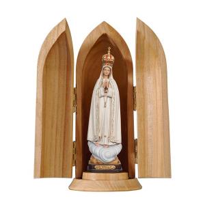 Virgen Fátima Capelinha con corona en nicho