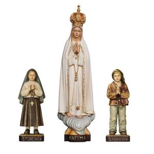 Virgen Fátima Capelinha con corona con 2 pastorcitos