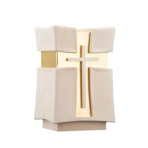 Urn Croce pine natural and gold