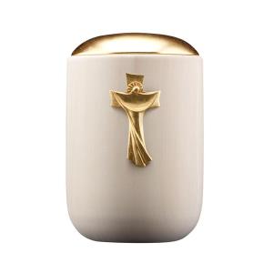Urn Luce lime lid gold with resurrection cross gold