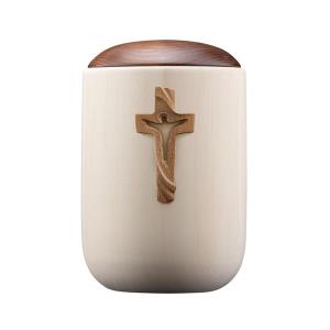 Urn Luce lime lid stained with cross of Peace stained