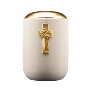 Urn Luce lime lid gold with arbor vitae gold