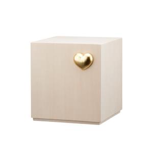 Urn Cubo lime with cuoricino gold