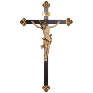 Cristo Leonardo con aureola cruz barroca