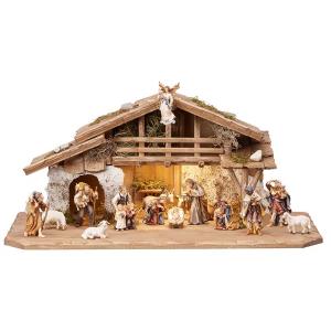 RA Nativity set 17 pcs - Alpine stable with lighting