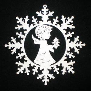 Estrella de nieve con angelito y arbol