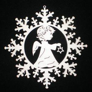 Estrella de nieve con angelito y estrella