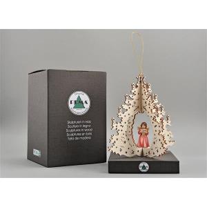 Christmas tree with Bell angel standing with notes