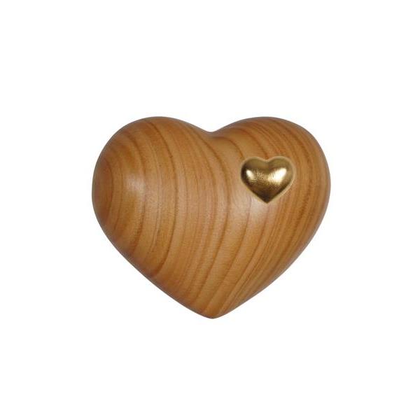 Urn Cuore cherry satined with cuoricino gold - wood