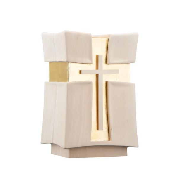 Urn Croce lime natural and gold - wood