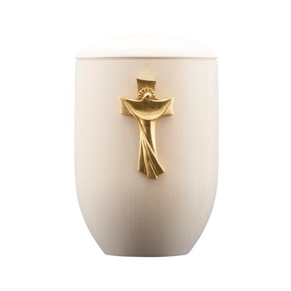 Urn Pace lime with resurrection cross gold - wood