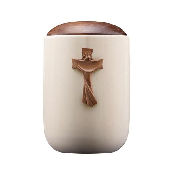 Urn Luce lime lid stained with resurrection cross stained - wood