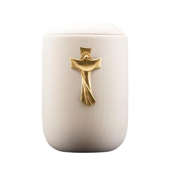 Urn Luce lime with resurrection cross gold - wood