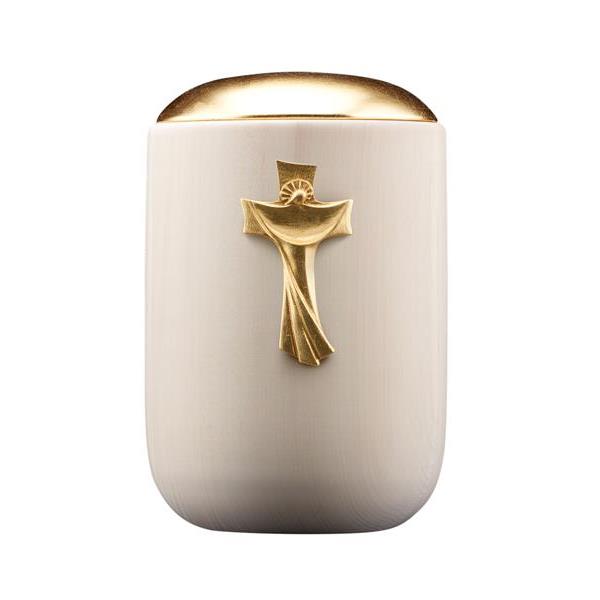 Urn Luce lime lid gold with resurrection cross gold - wood