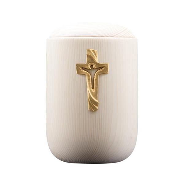 Urn Luce lime with cross of Peace gold - wood