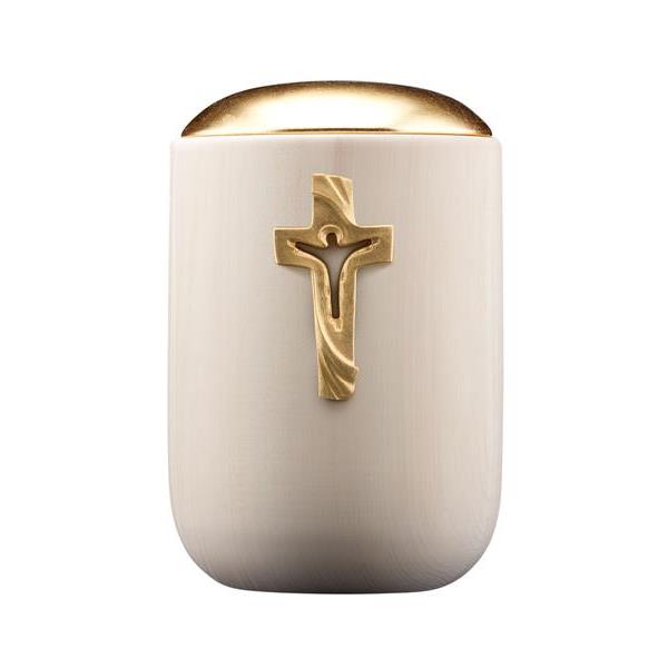 Urn Luce lime lid gold with cross of Peace gold - wood