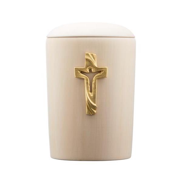 Urn Speranza lime with cross of Peace gold - wood