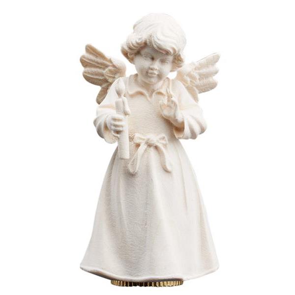 Urn angel with candle - natural wood