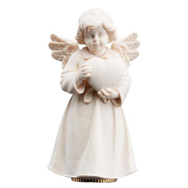 Urn angel with heart - natural wood