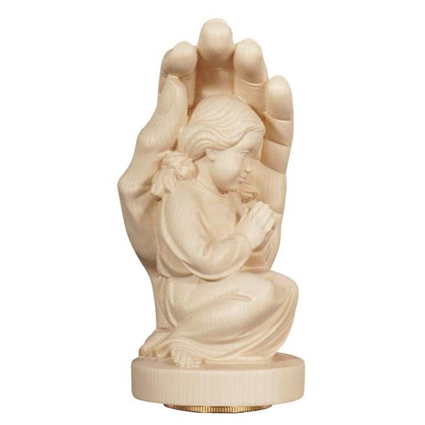Urn guardian hand with girl - natural wood