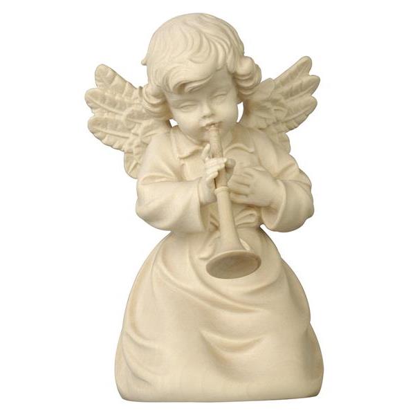 Bell angel with trumpet - natural wood