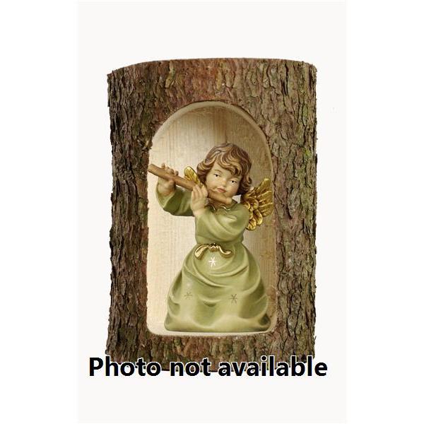 Bell angel with flute in a tree trunk - 