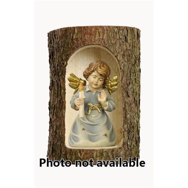 Bell angel with candle in a tree trunk - 