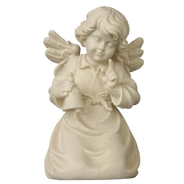 Bell angel with bell - natural wood