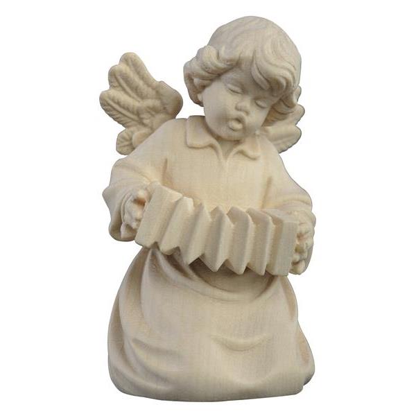 Bell angel with piano accordion - natural wood