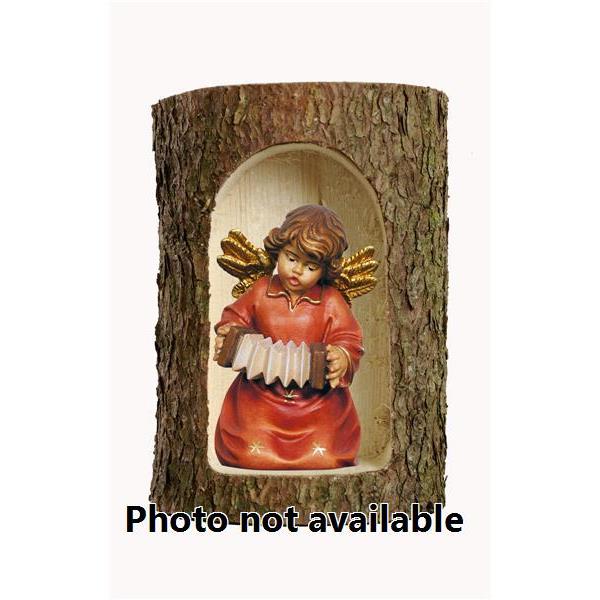 Bell angel with accordion in a tree trunk - 