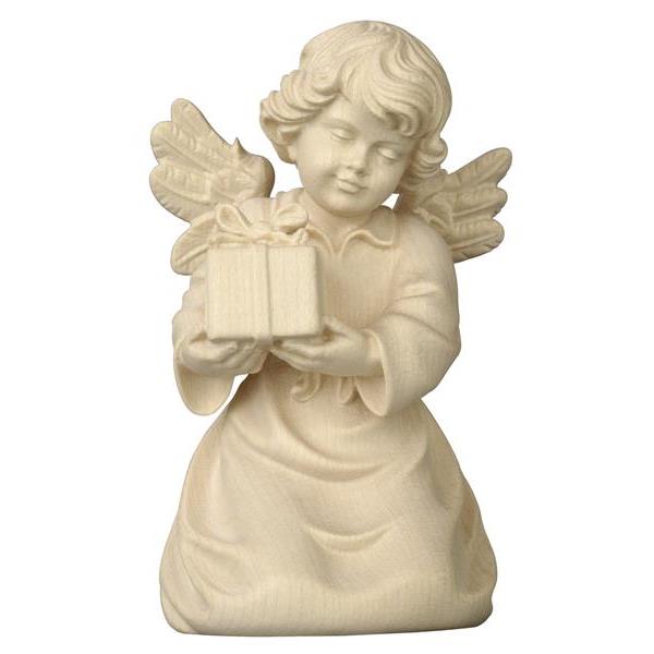 Bell angel with parcel - natural wood