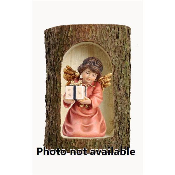 Bell angel with parcel in a tree trunk - 