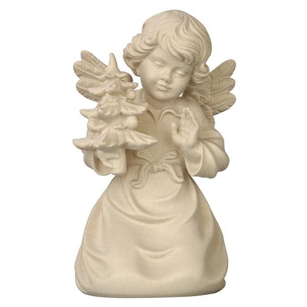 Bell angel with tree - natural wood