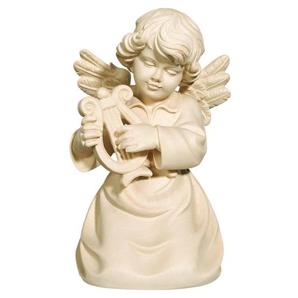 Bell angel with lyre - natural wood