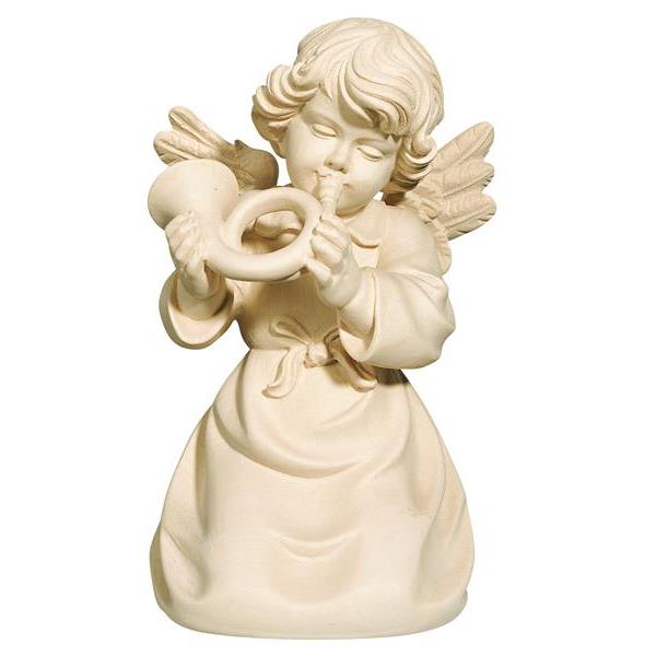 Bell angel with horn - natural wood