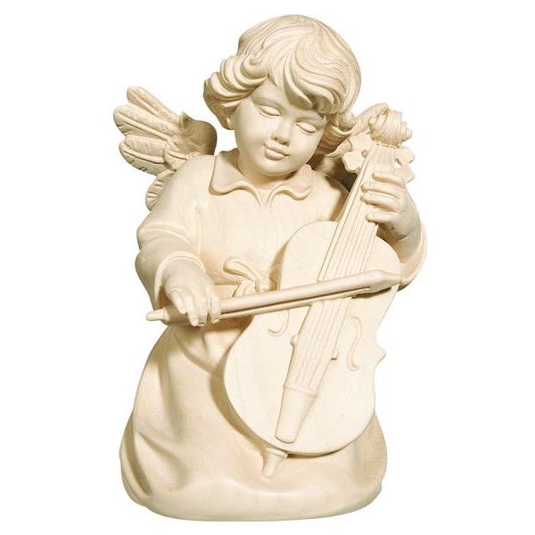 Bell angel with double-bass - natural wood