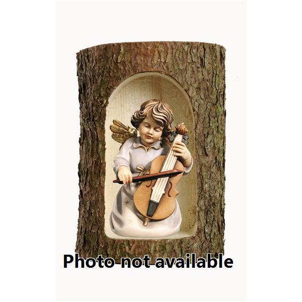 Bell angel with double-bass in a tree trunk - 