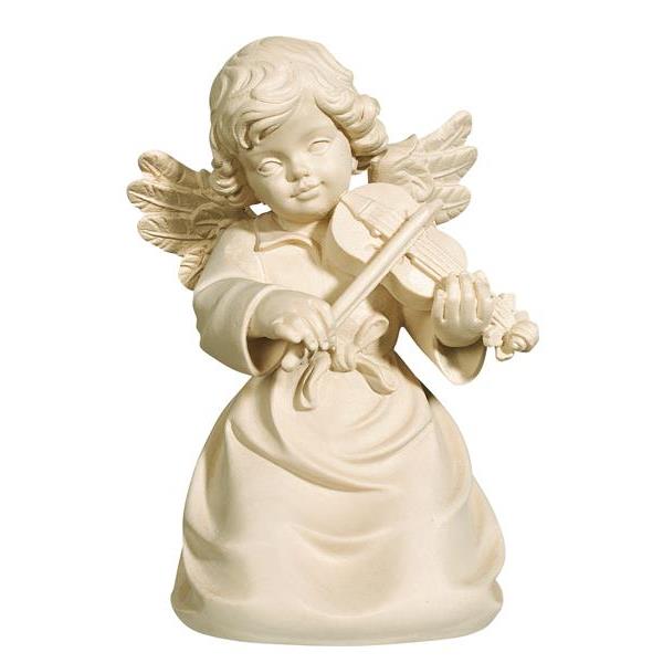 Bell angel with violin - natural wood